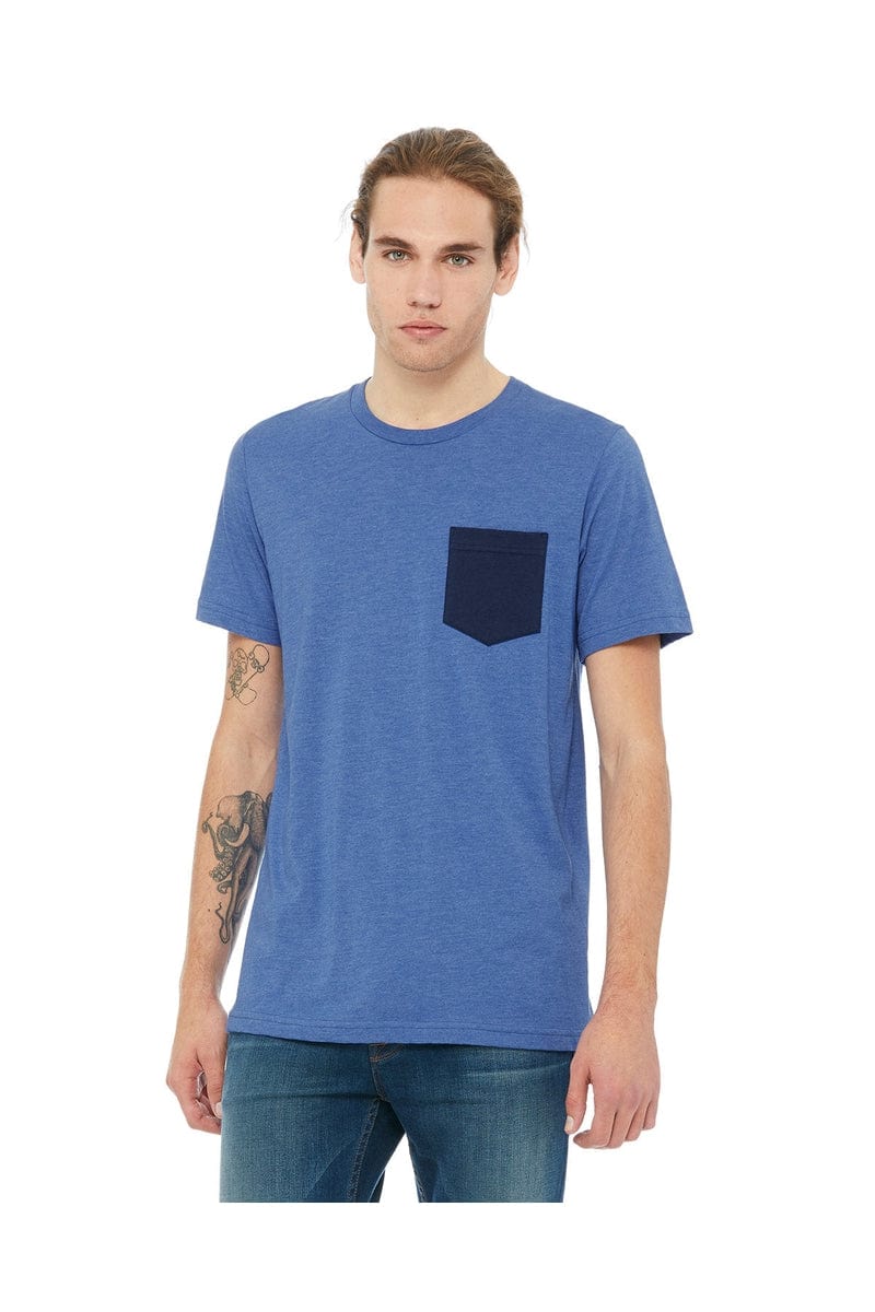 Bella Canvas T-Shirts S / Hthr Tr Roy/ Nvy Bella+Canvas 3021: Men's Jersey Pocket T-Shirt