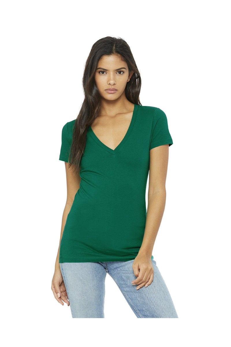 Bella Canvas T-Shirts S / Kelly Bella+Canvas B6035: Ladies' Jersey Short-Sleeve Deep V-Neck T-Shirt