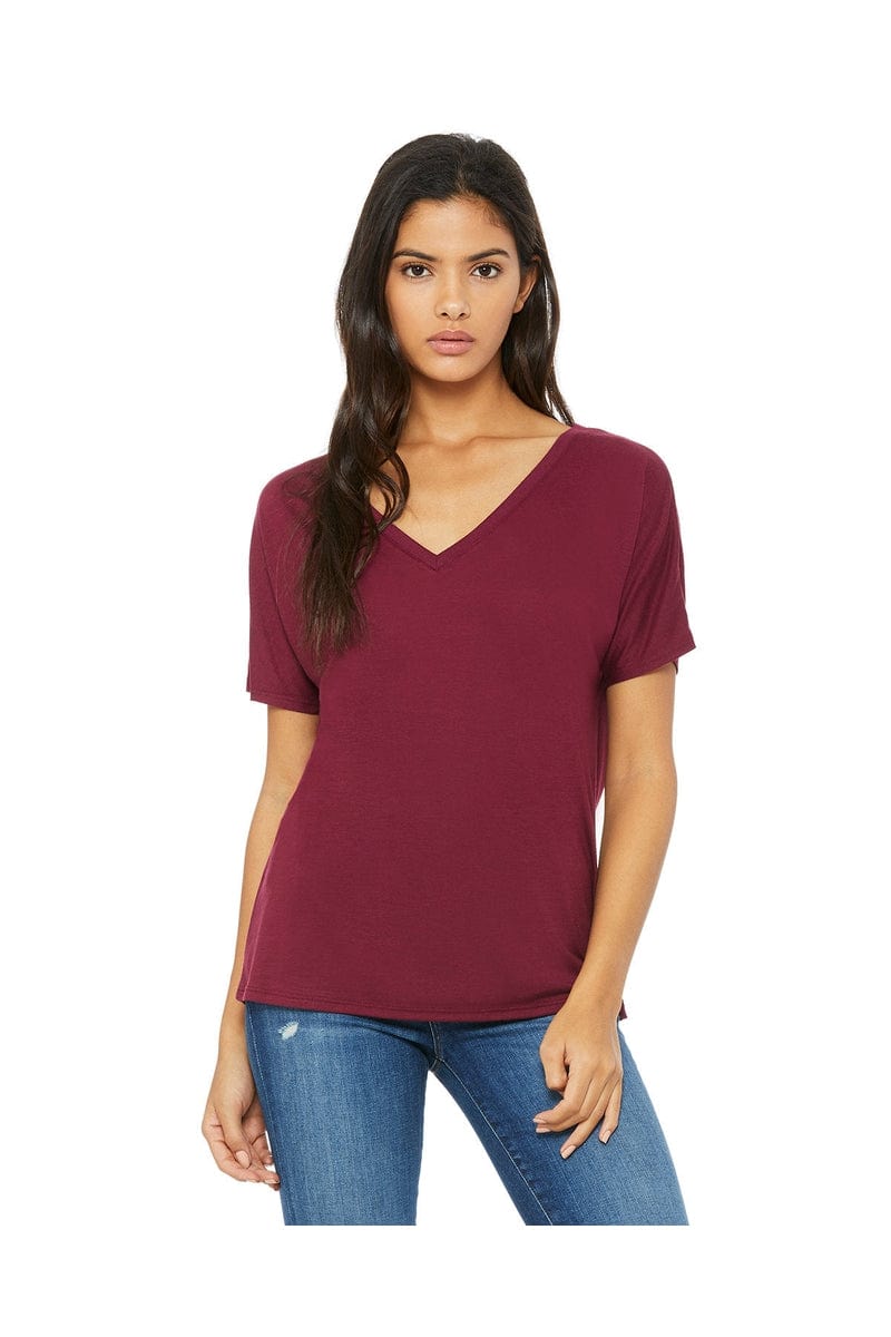 Bella Canvas T-Shirts S / Maroon Bella+Canvas 8815: Ladies' Slouchy V-Neck T-Shirt