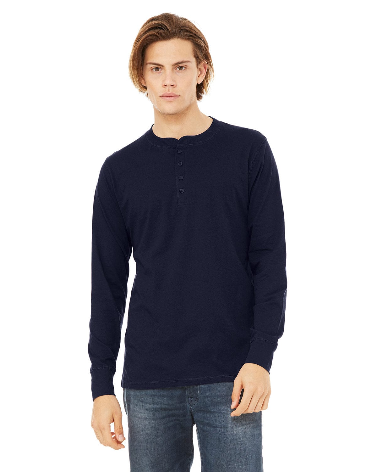 Bella Canvas T-Shirts S / Navy Bella+Canvas 3150: Men's Long Sleeve Henley