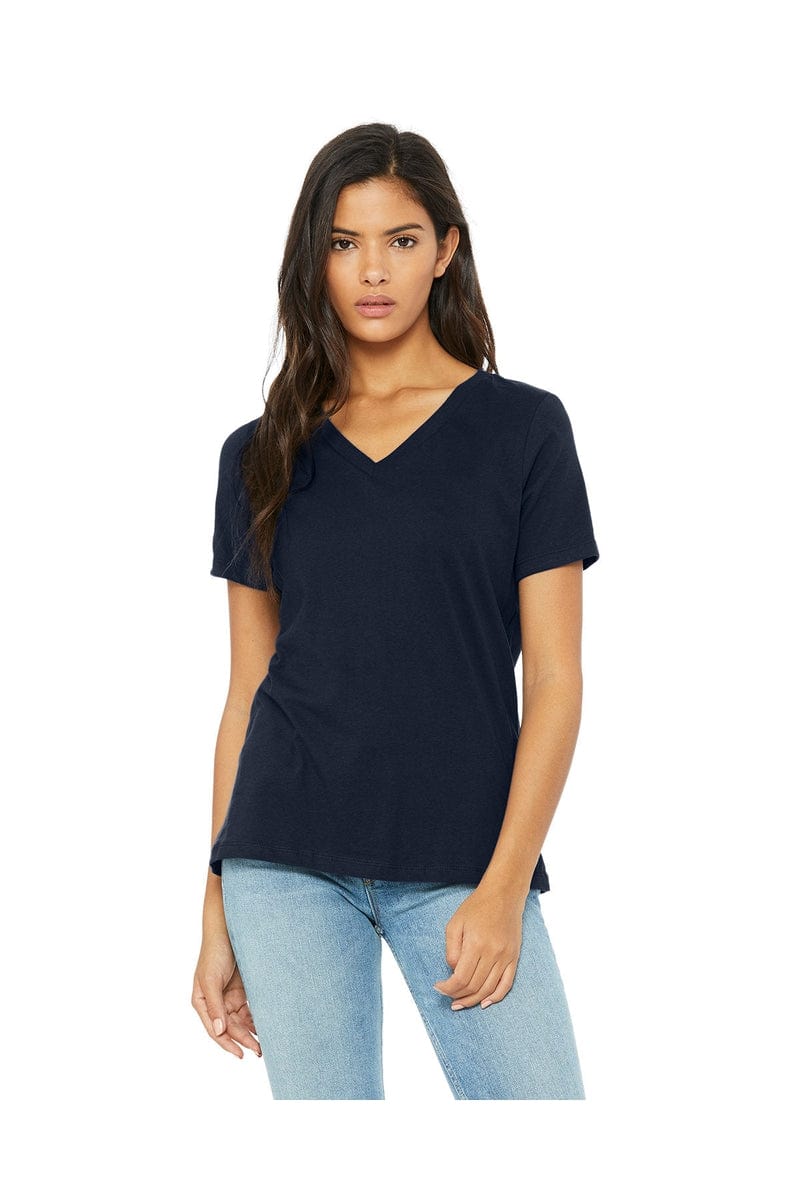 Bella Canvas T-Shirts S / Navy Bella+Canvas 6405: Ladies' Relaxed Jersey Short-Sleeve V-Neck T-Shirt