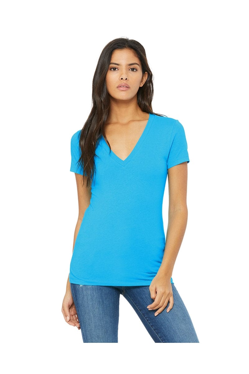 Bella Canvas T-Shirts S / Neon Blue Bella+Canvas B6035: Ladies' Jersey Short-Sleeve Deep V-Neck T-Shirt