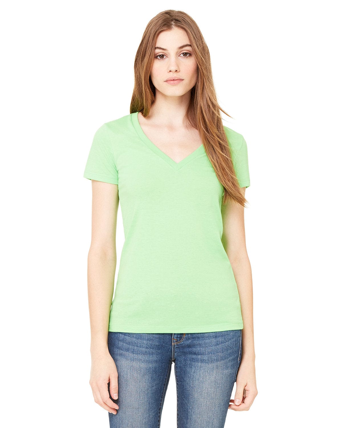 Bella Canvas T-Shirts S / Neon Green Bella+Canvas B6035: Ladies' Jersey Short-Sleeve Deep V-Neck T-Shirt