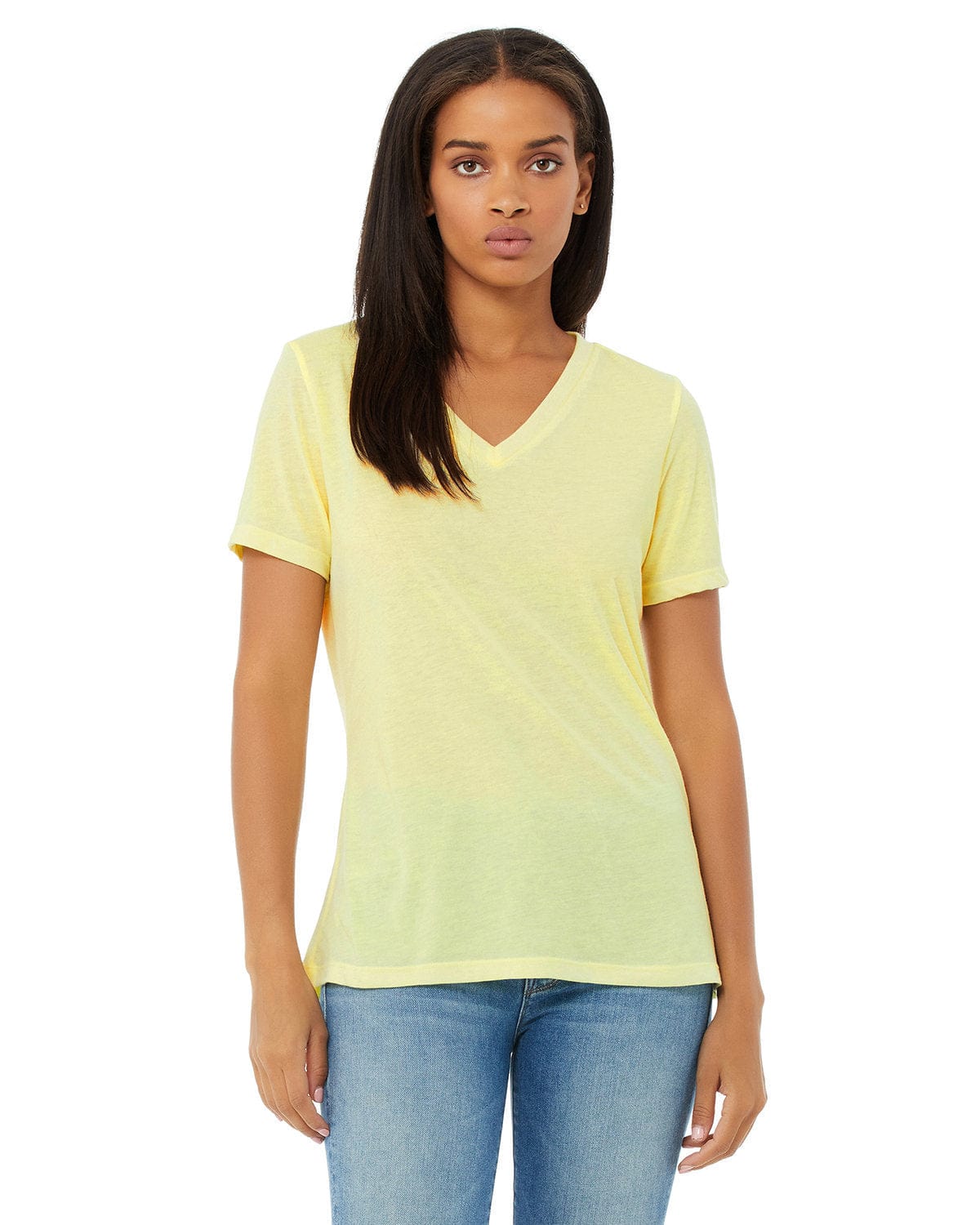 Bella Canvas T-Shirts S / Pale Ylw Trblnd Bella+Canvas 6415: Ladies' Relaxed Triblend V-Neck T-Shirt