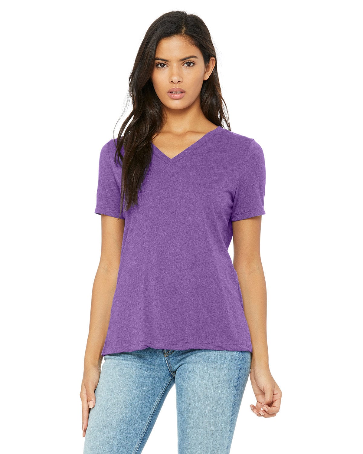 Bella Canvas T-Shirts S / Purple Triblend Bella+Canvas 6415: Ladies' Relaxed Triblend V-Neck T-Shirt