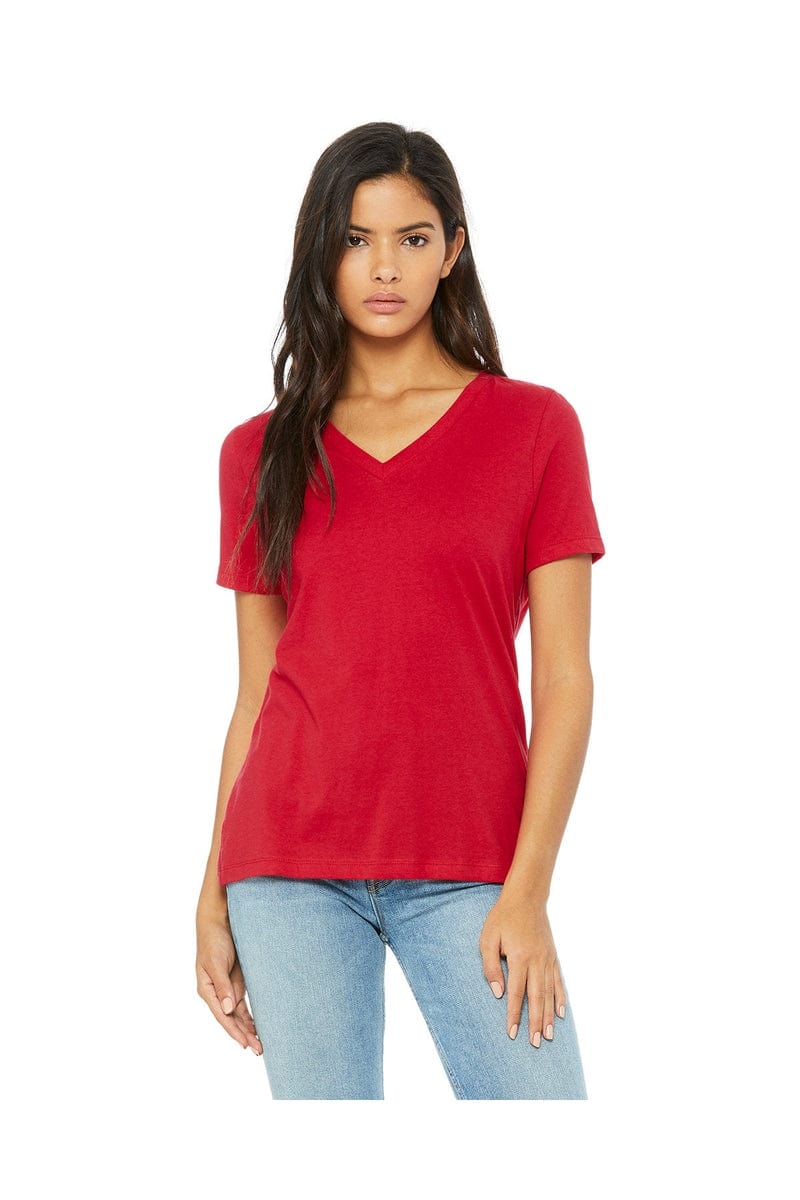 Bella Canvas T-Shirts S / Red Bella+Canvas 6405: Ladies' Relaxed Jersey Short-Sleeve V-Neck T-Shirt