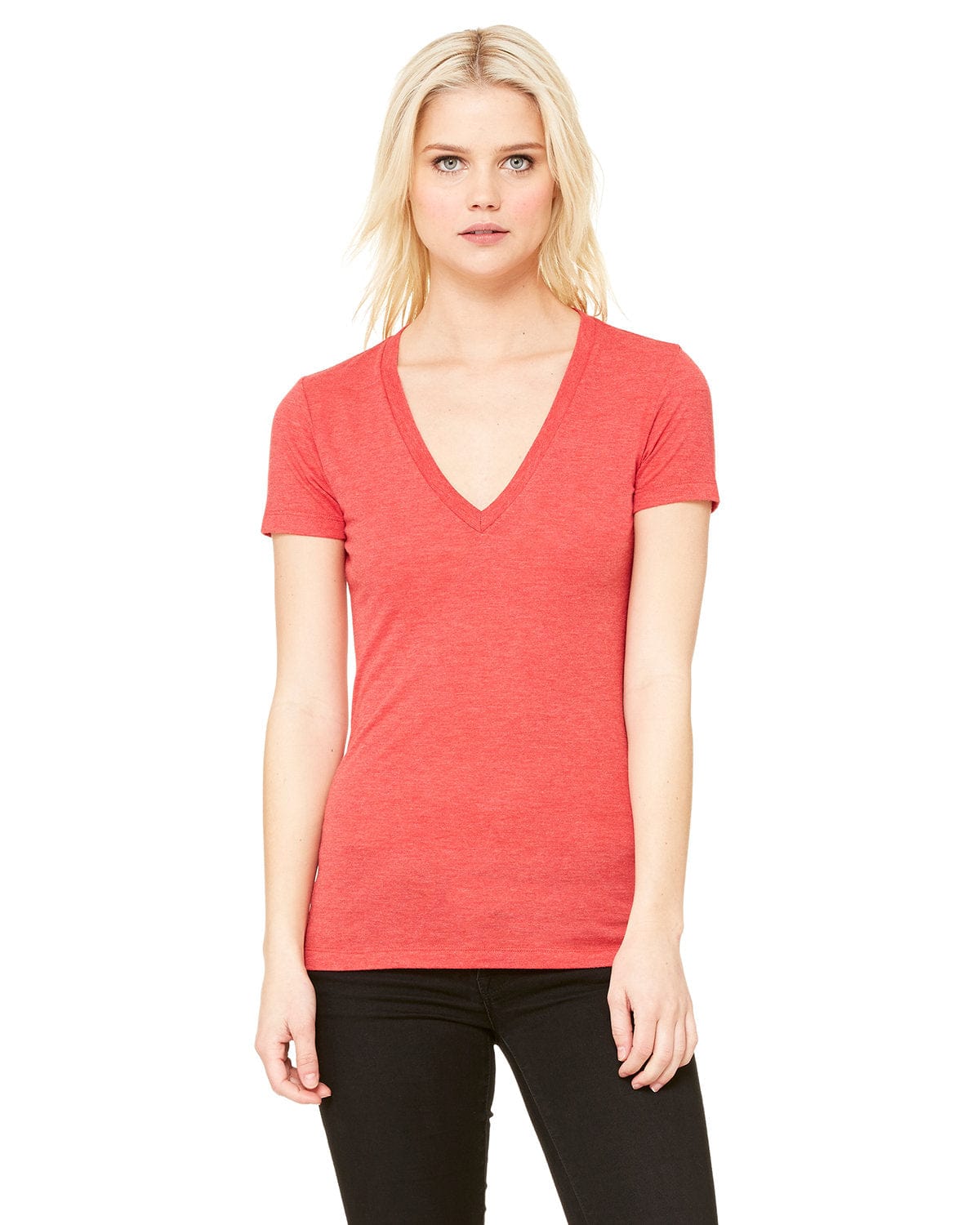 Bella Canvas T-Shirts S / Red Triblend Bella + Canvas 8435: Ladies Deep V-Neck Triblend T-Shirt