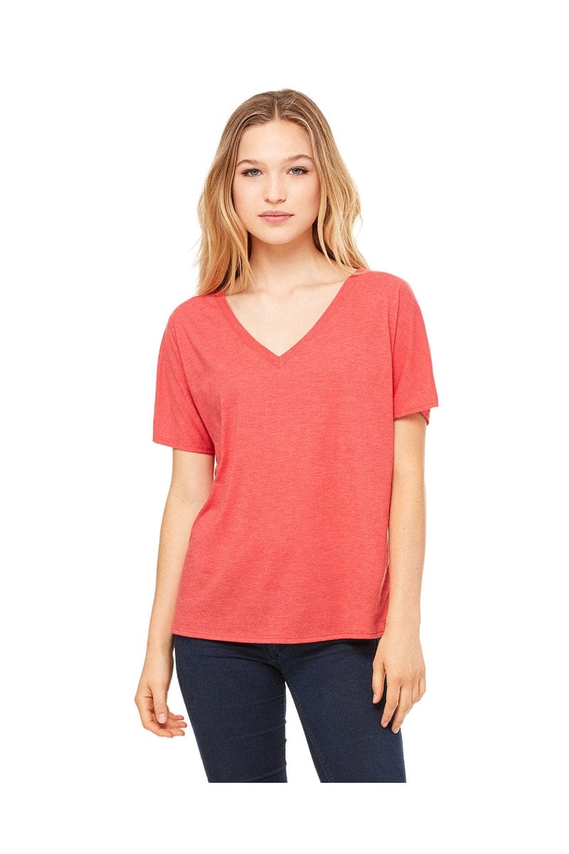 Bella Canvas T-Shirts S / Red Triblend Bella+Canvas 8815: Ladies' Slouchy V-Neck T-Shirt