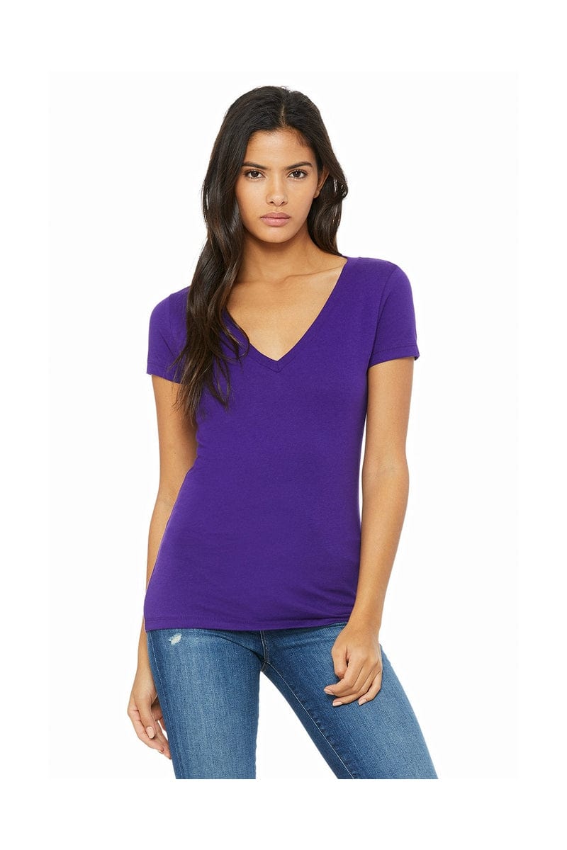 Bella Canvas T-Shirts S / Team Purple Bella+Canvas B6035: Ladies' Jersey Short-Sleeve Deep V-Neck T-Shirt