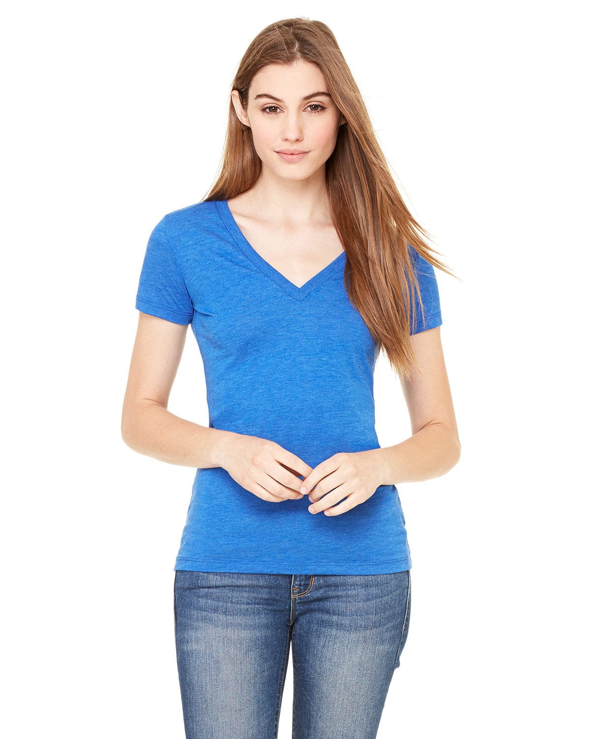 Bella Canvas T-Shirts S / Tr Royal Triblnd Bella + Canvas 8435: Ladies Deep V-Neck Triblend T-Shirt