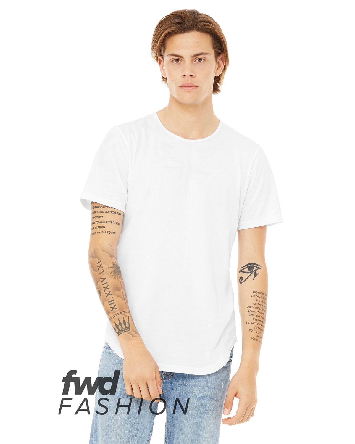 Bella Canvas T-Shirts S / White Bella+Canvas 3003C: FWD Fashion Men's Curved Hem Short Sleeve T-Shirt