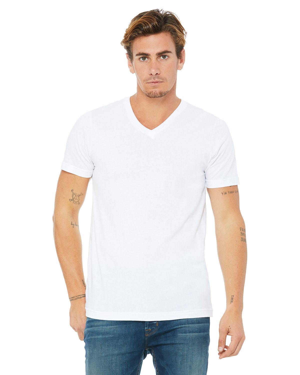 Bella Canvas T-Shirts S / White Bella+Canvas 3005: Unisex Jersey Short-Sleeve V-Neck T‑Shirt