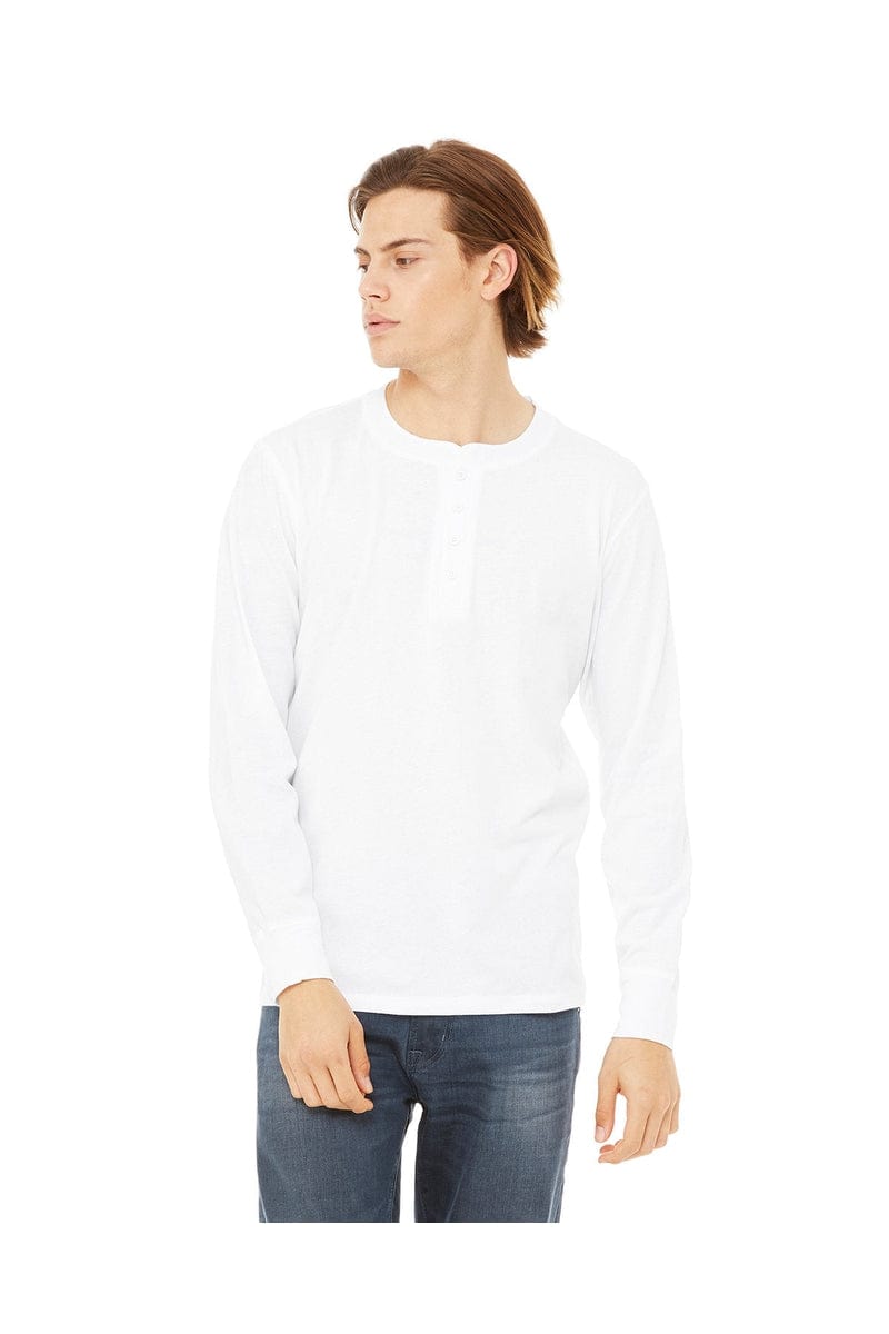 Bella Canvas T-Shirts S / White Bella+Canvas 3150: Men's Long Sleeve Henley