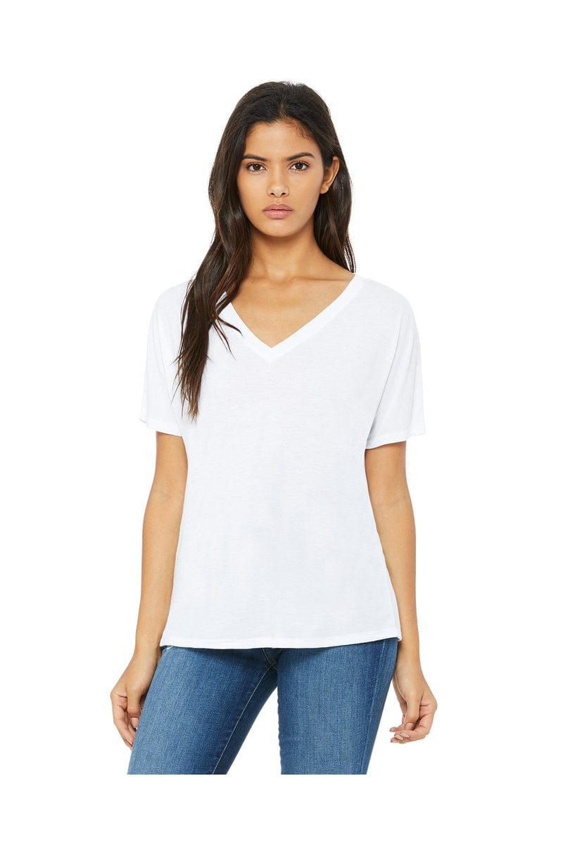 Bella Canvas T-Shirts S / White Bella+Canvas 8815: Ladies' Slouchy V-Neck T-Shirt