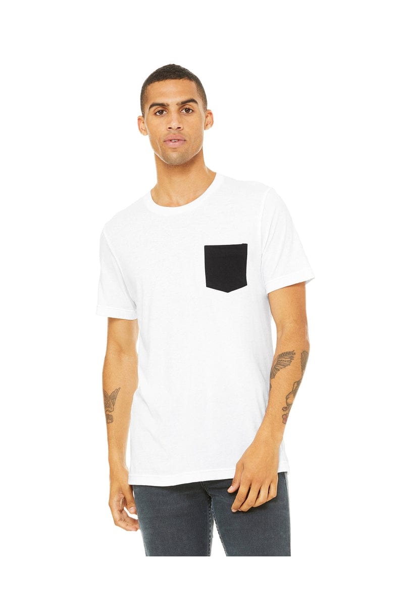 Bella Canvas T-Shirts S / White/ Black Bella+Canvas 3021: Men's Jersey Pocket T-Shirt