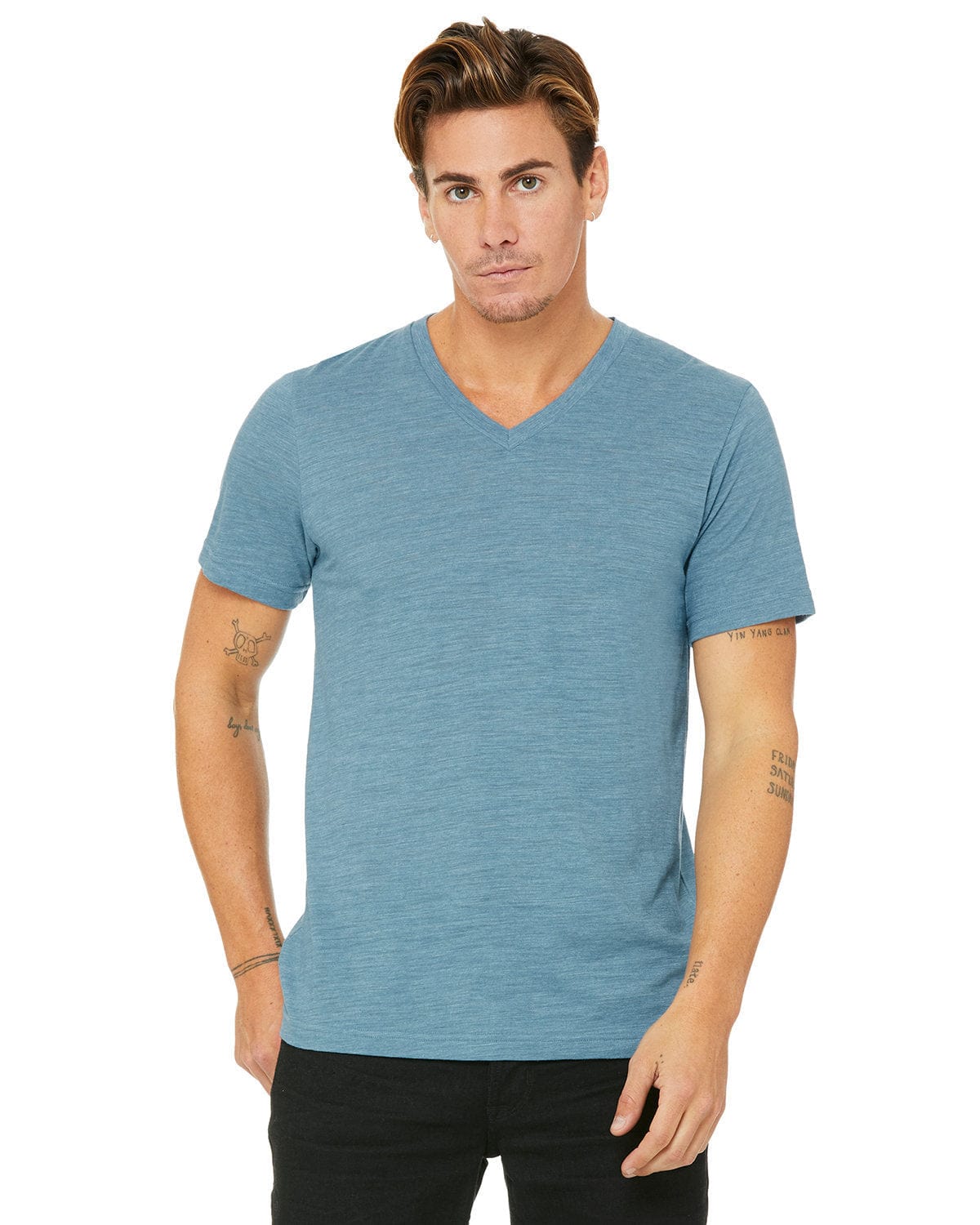Bella Canvas T-Shirts XS / Denim Slub Bella+Canvas 3655C: Unisex Textured Jersey V-Neck T-Shirt