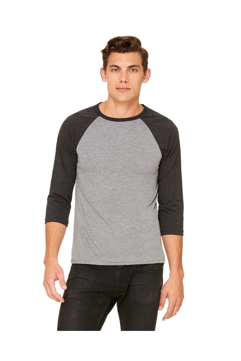 Bella Canvas T-Shirts XS / Gry/ Chr Blk Trb Bella+Canvas 3200: Raglan Sleeve