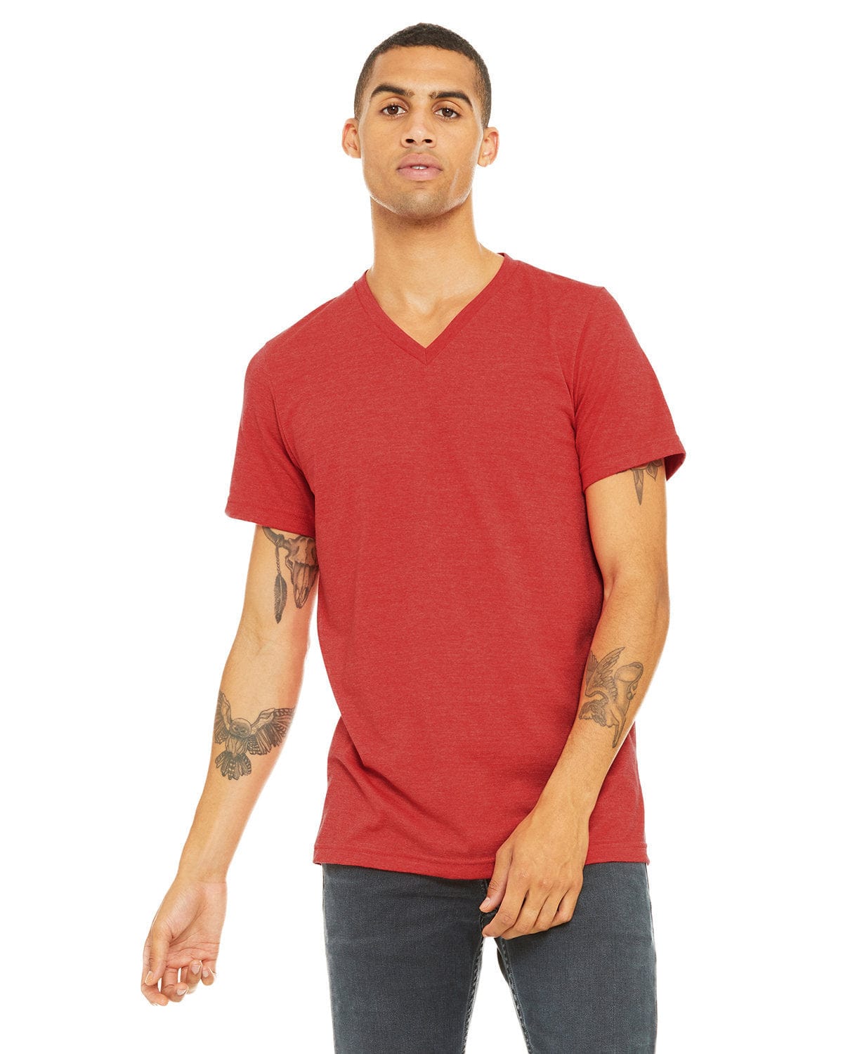 Bella Canvas T-Shirts XS / Heather Red Bella+Canvas 3005CVC: Unisex CVC Jersey V-Neck T-Shirt