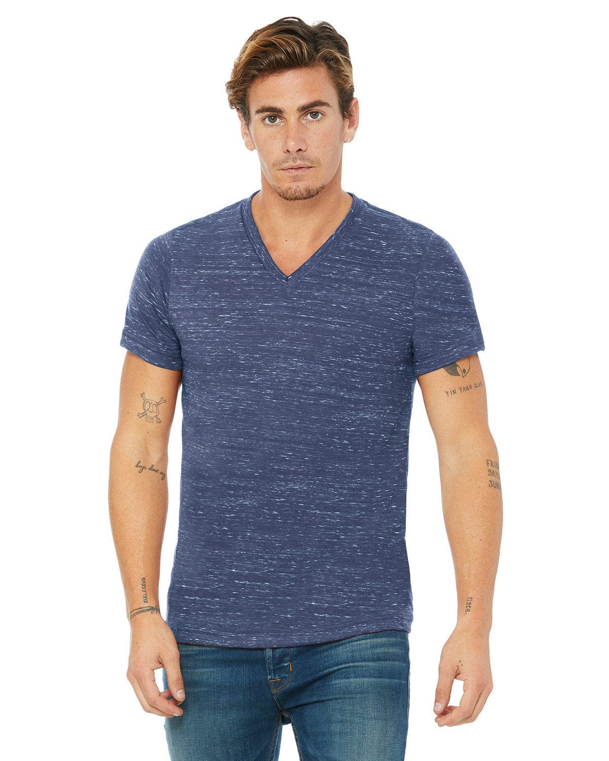 Bella Canvas T-Shirts XS / Navy Marble Bella+Canvas 3655C: Unisex Textured Jersey V-Neck T-Shirt