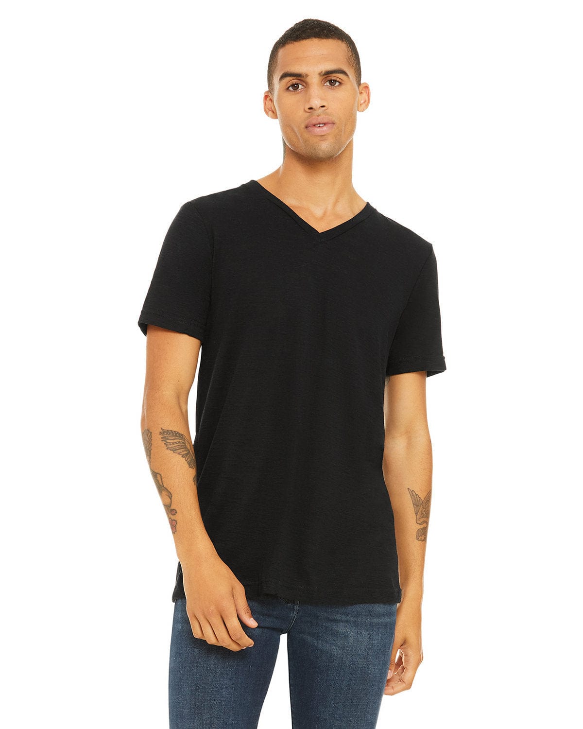 Bella Canvas T-Shirts XS / Solid Black Slub Bella+Canvas 3655C: Unisex Textured Jersey V-Neck T-Shirt