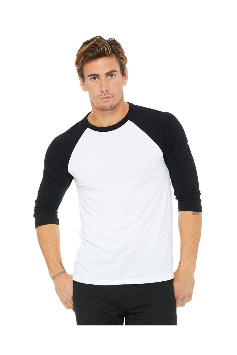 Bella Canvas T-Shirts XS / White/ Black Bella+Canvas 3200: Raglan Sleeve