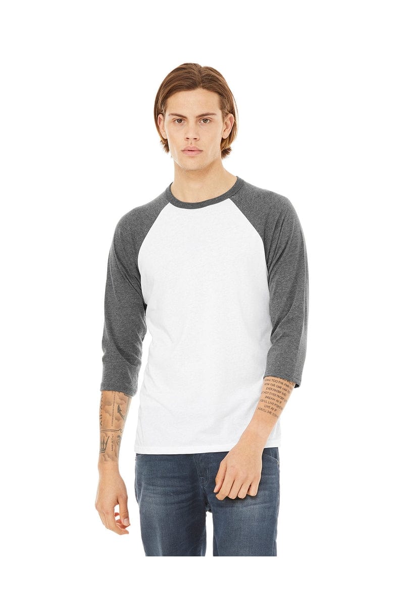 Bella Canvas T-Shirts XS / White/ Deep Hthr Bella+Canvas 3200: Raglan Sleeve