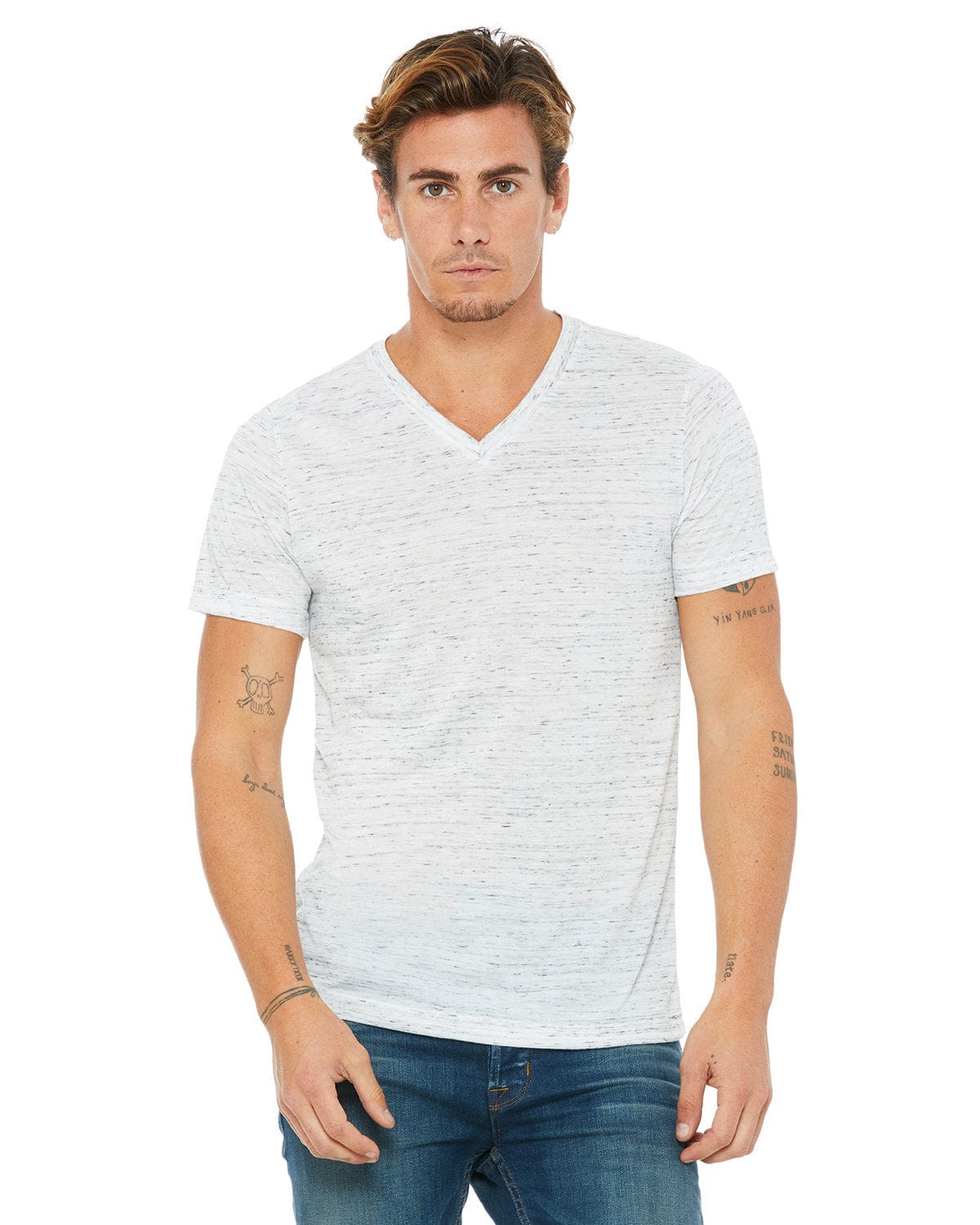 Bella Canvas T-Shirts XS / White Marble Bella+Canvas 3655C: Unisex Textured Jersey V-Neck T-Shirt
