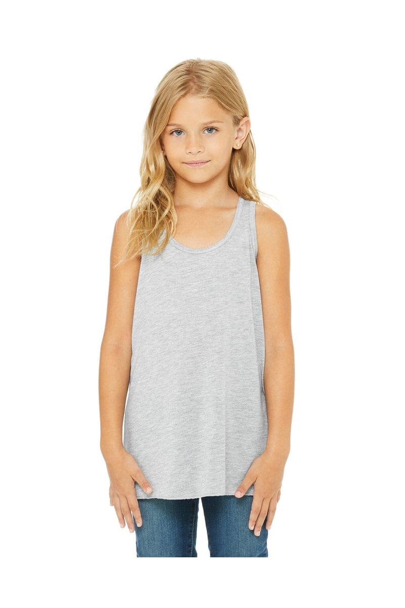 Bella Canvas Tank Tops S / Athletic Heather Bella + Canvas B8800Y: Youth Girls Flowy Racerback Tank