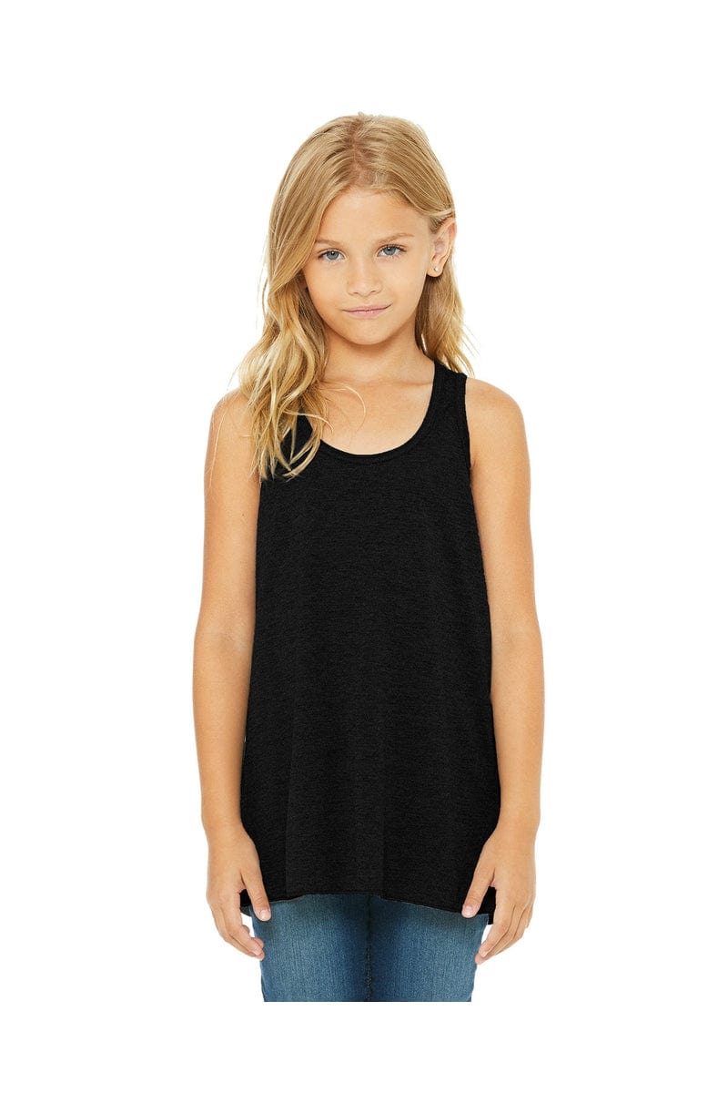 Bella Canvas Tank Tops S / Black Bella + Canvas B8800Y: Youth Girls Flowy Racerback Tank