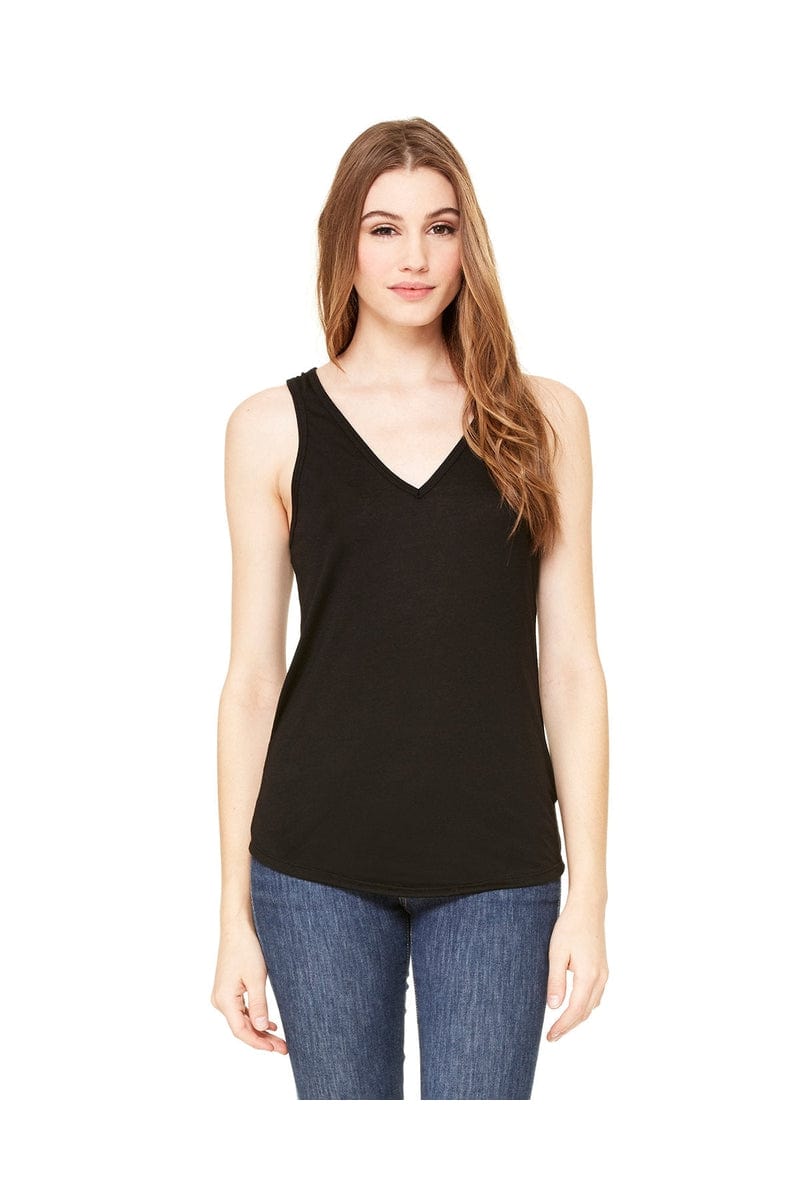 Bella Canvas Tank Tops S / Black Bella + Canvas B8805: Ladies' Flowy V-Neck Tank