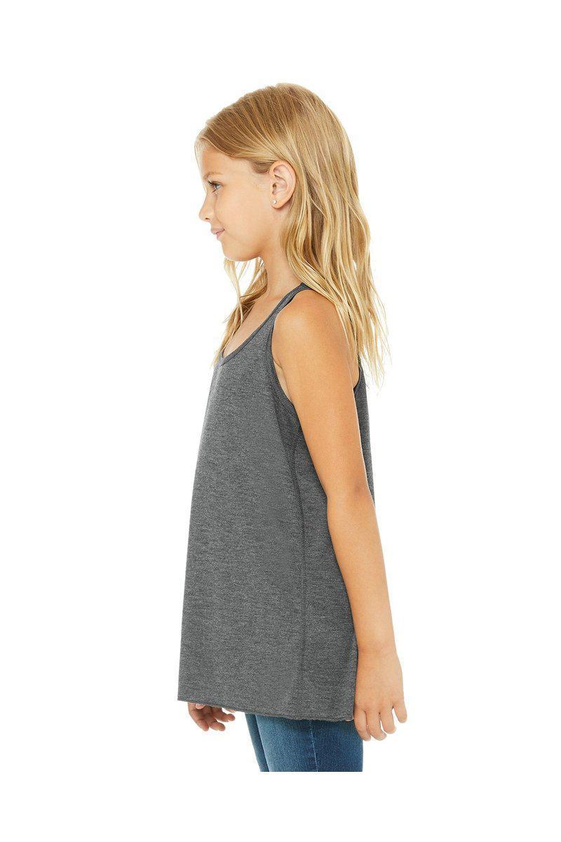 Bella Canvas Tank Tops S / Dark Grey Heather Bella + Canvas B8800Y: Youth Girls Flowy Racerback Tank