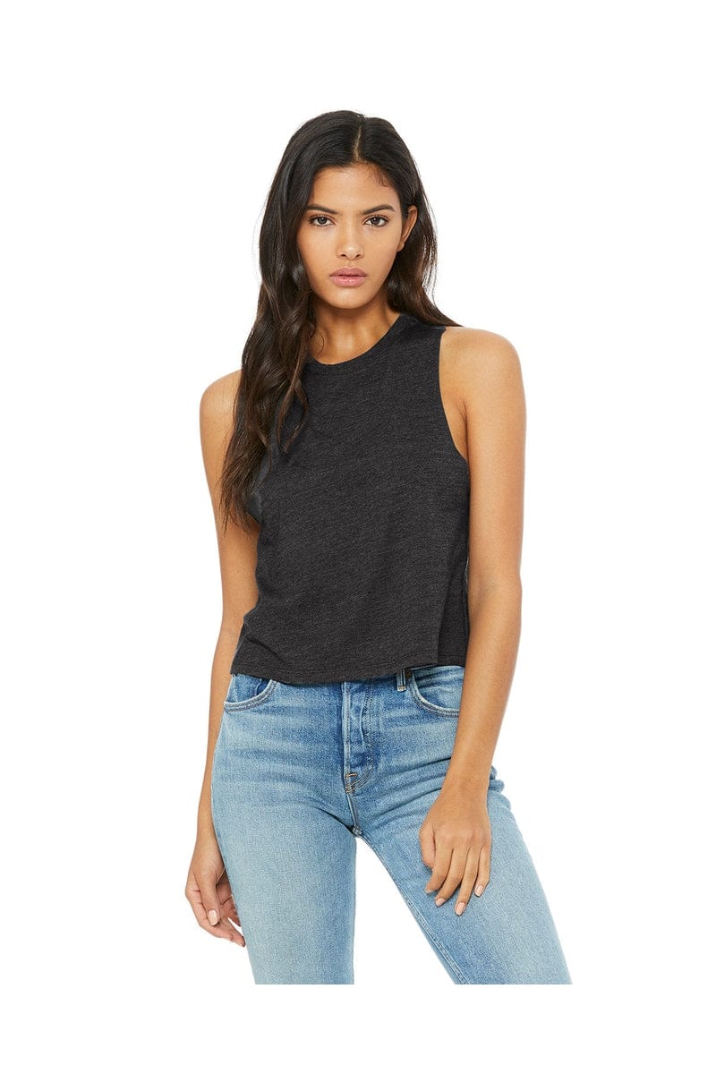 Bella Canvas Tank Tops S / Dark Gry Heather Bella+Canvas 6682: Women's Racerback Cropped Tank