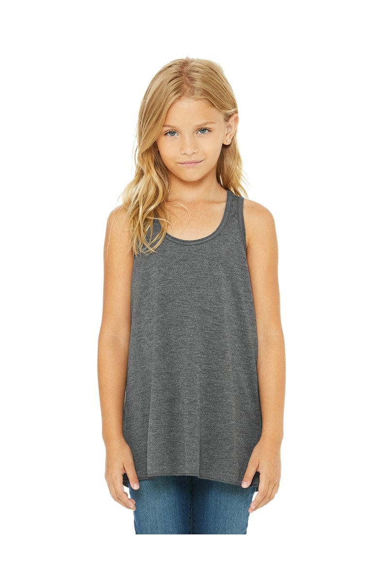 Bella Canvas Tank Tops S / Dark Gry Heather Bella + Canvas B8800Y: Youth Girls Flowy Racerback Tank