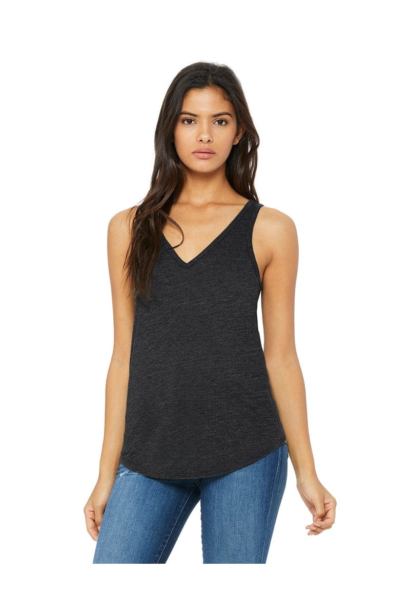 Bella Canvas Tank Tops S / Dark Gry Heather Bella + Canvas B8805: Ladies' Flowy V-Neck Tank