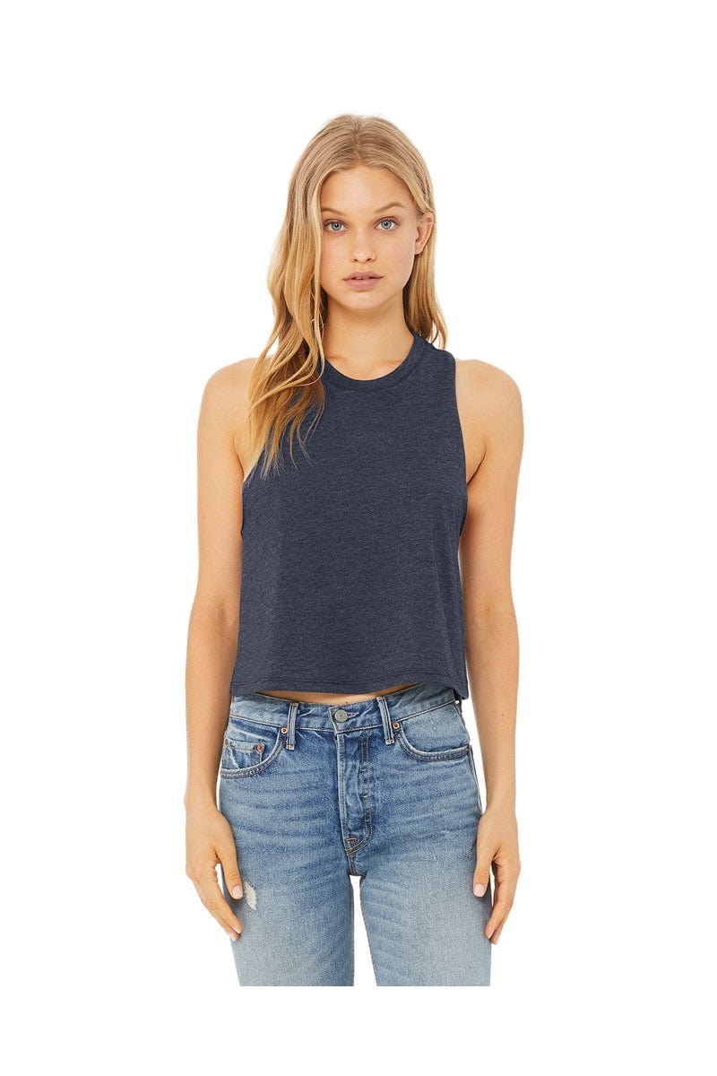 Bella Canvas Tank Tops S / Heather Navy Bella+Canvas 6682: Women's Racerback Cropped Tank