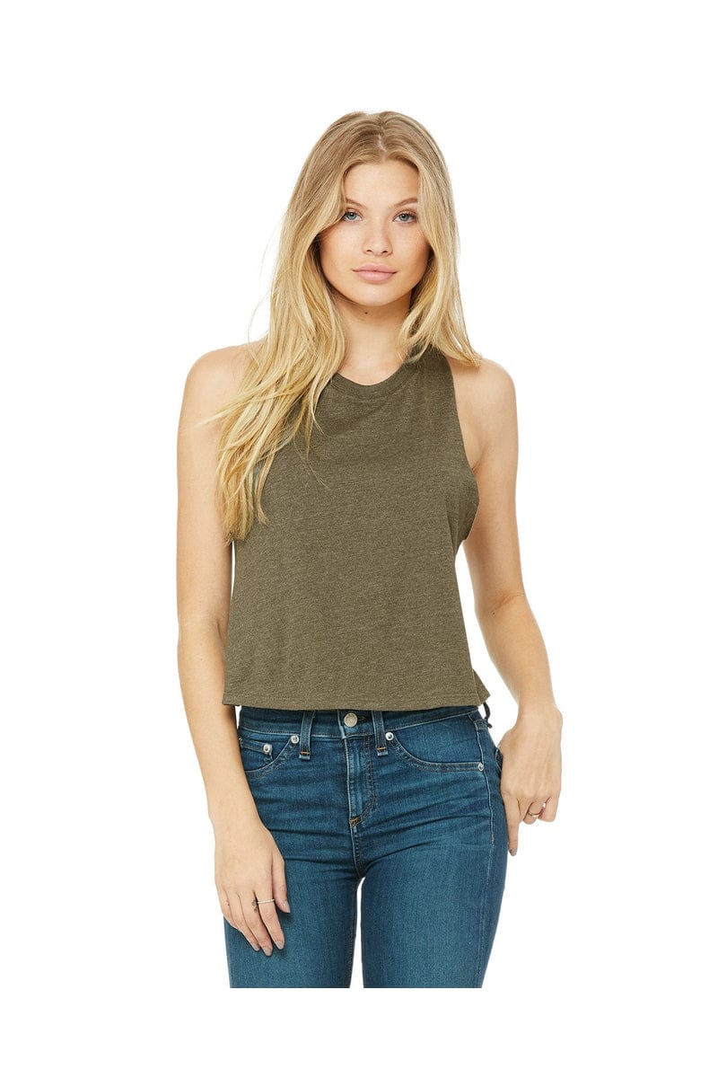 Bella Canvas Tank Tops S / Heather Olive Bella+Canvas 6682: Women's Racerback Cropped Tank