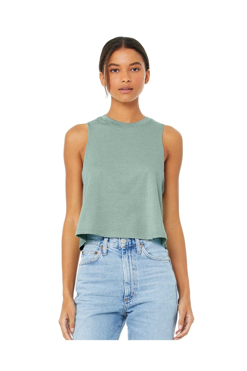 Bella Canvas Tank Tops S / Hthr Dusty Blue Bella+Canvas 6682: Women's Racerback Cropped Tank