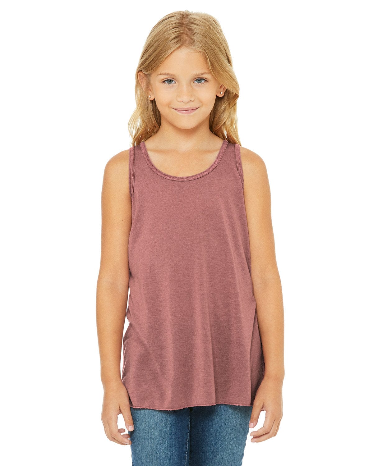 Bella Canvas Tank Tops S / Mauve Bella + Canvas B8800Y: Youth Girls Flowy Racerback Tank