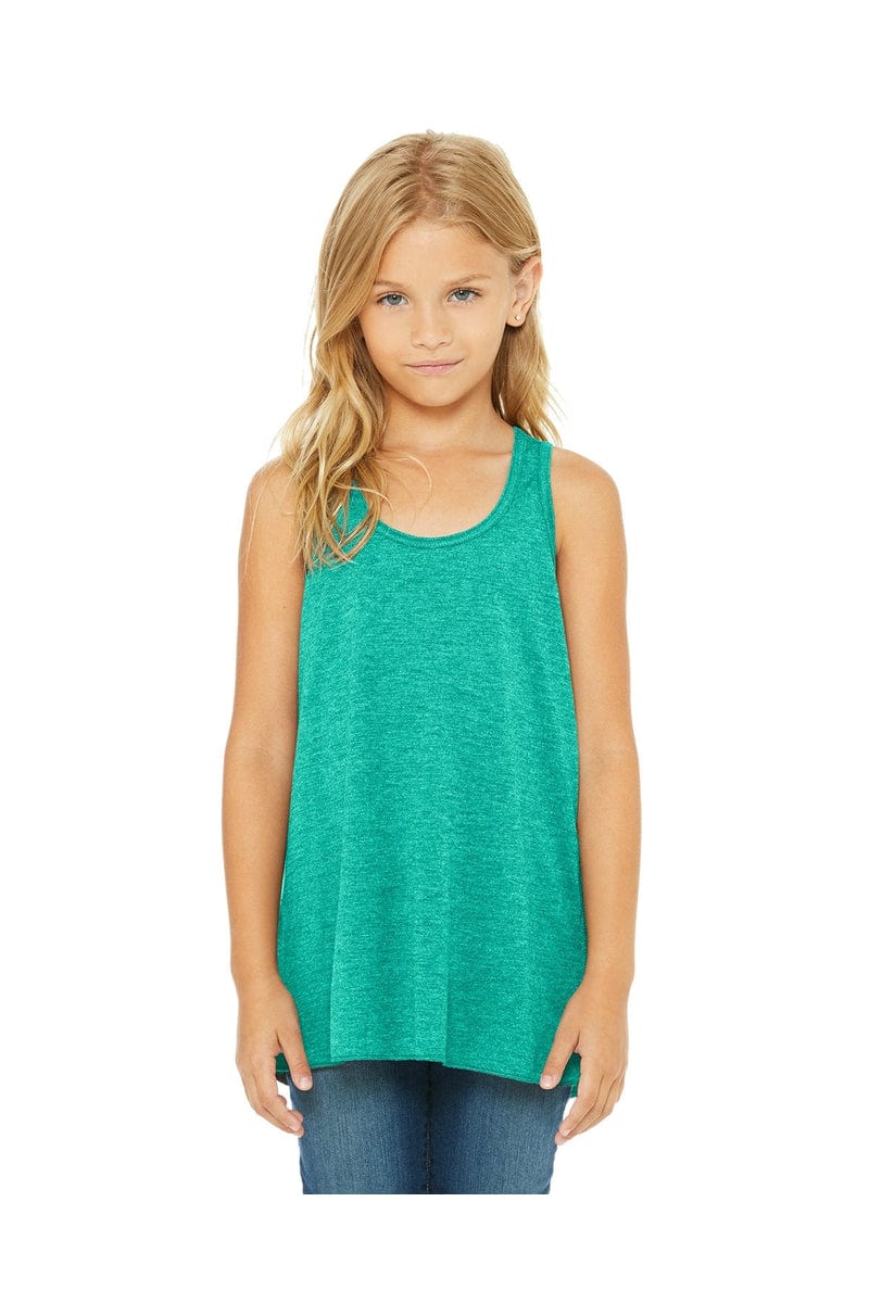 Bella Canvas Tank Tops S / Teal Bella + Canvas B8800Y: Youth Girls Flowy Racerback Tank