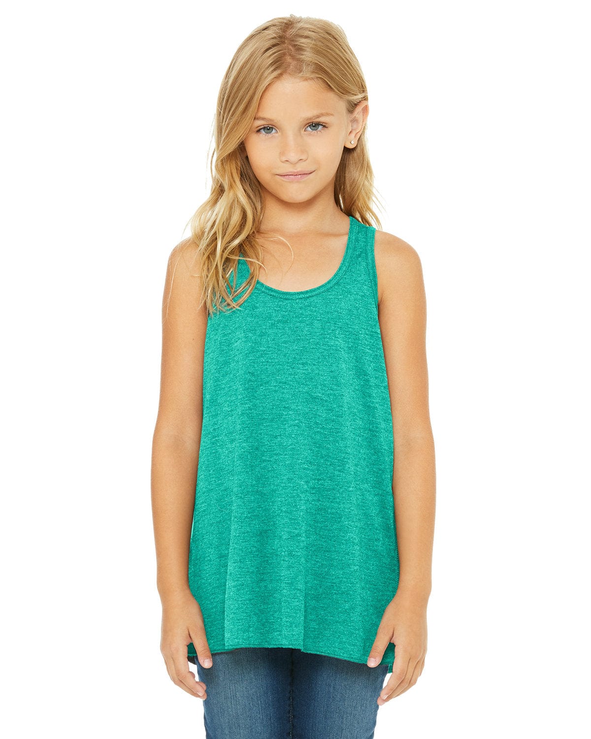Bella Canvas Tank Tops S / Teal Bella + Canvas B8800Y: Youth Girls Flowy Racerback Tank