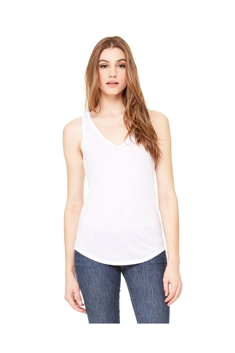 Bella Canvas Tank Tops S / White Bella + Canvas B8805: Ladies' Flowy V-Neck Tank