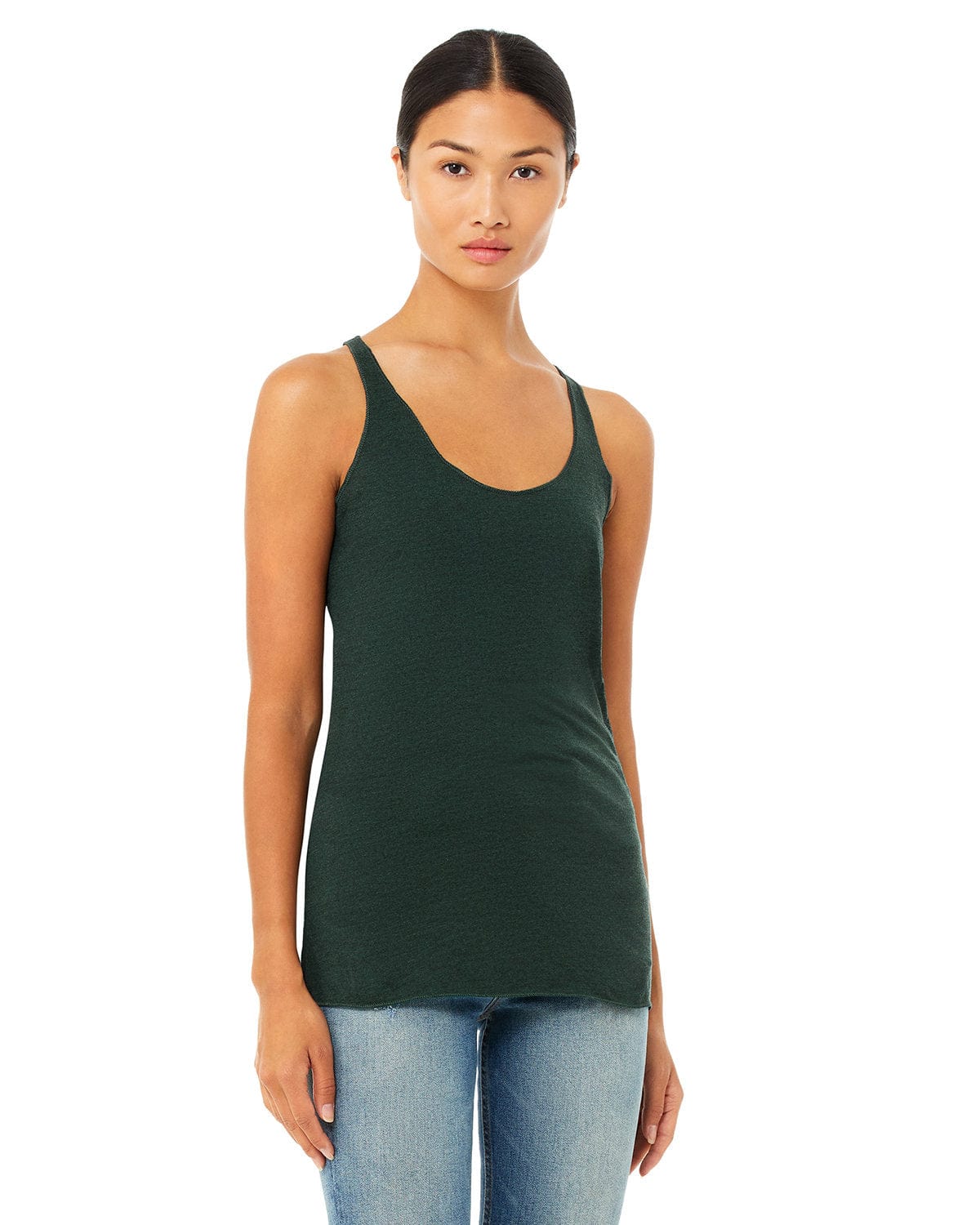 Bella+Canvas 8430: Ladies' Triblend Racerback Tank in Emerald Triblend