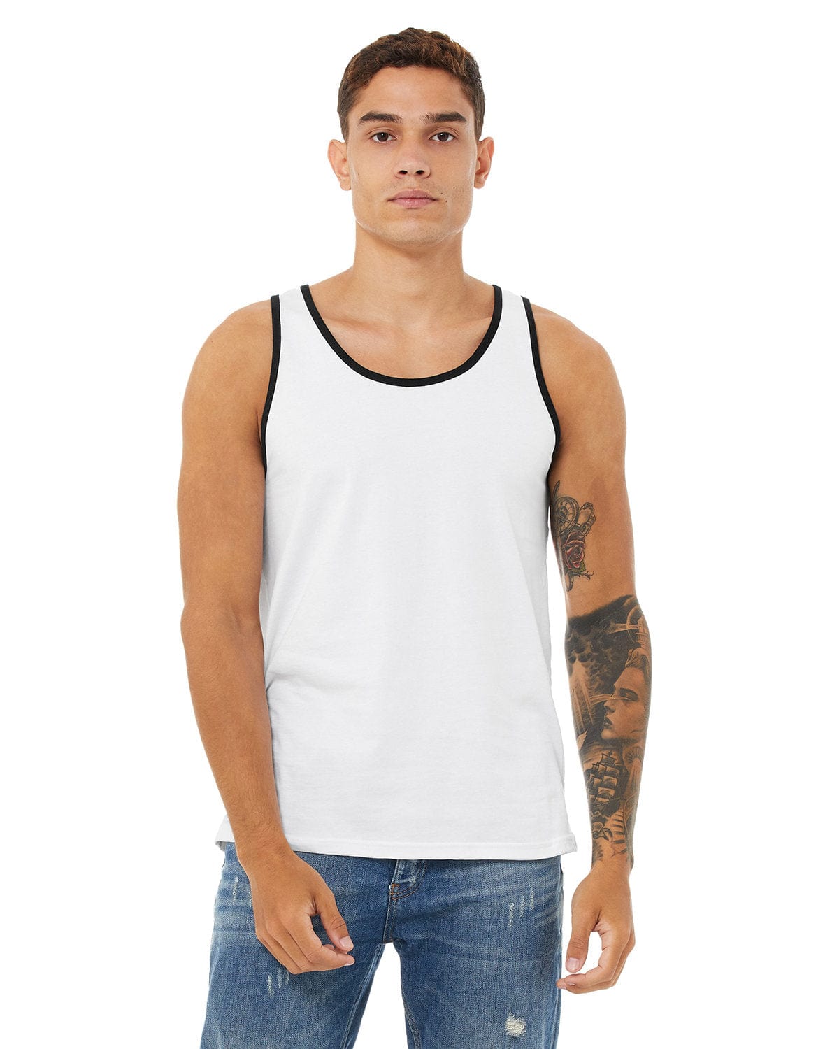 Bella Canvas Tank Tops XS / White/ Black Bella+Canvas 3480: Unisex Jersey Tank