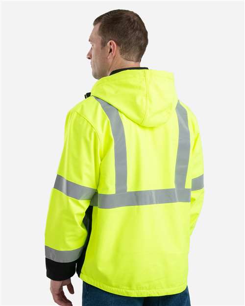 Berne Apparel 13671 HVJS206-Men's Hi-Vis Class 3 Hooded Soft Shell Jacket