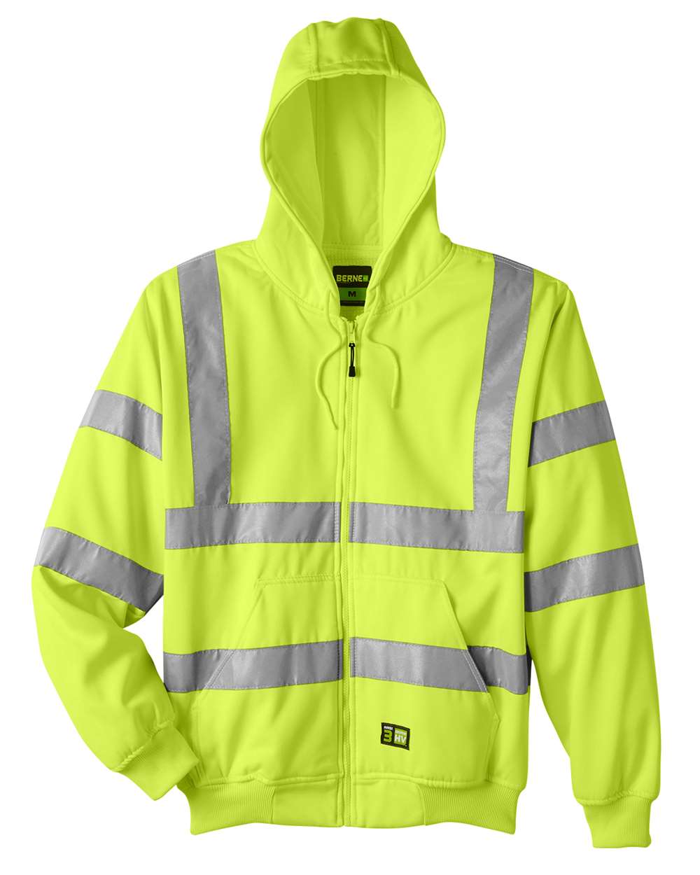 Berne Apparel Fleece - Premium - Hood Berne Apparel HVF021 Men's Berne Hi-Vis Class 3 Lined Hooded Sweatshirt