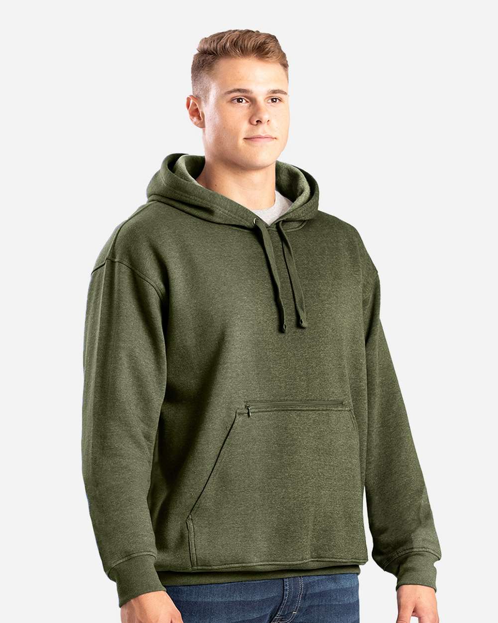 Berne Apparel Fleece - Premium - Hood M / Cedar Green Berne Apparel SP418 Men's Heritage Zip Pocket Hooded Sweatshirt