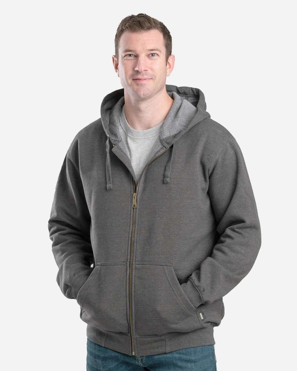 Berne Apparel Fleece - Premium - Hood M / Graphite Berne Apparel SZ413 Men's Heritage Full-Zip Hooded Sweatshirt