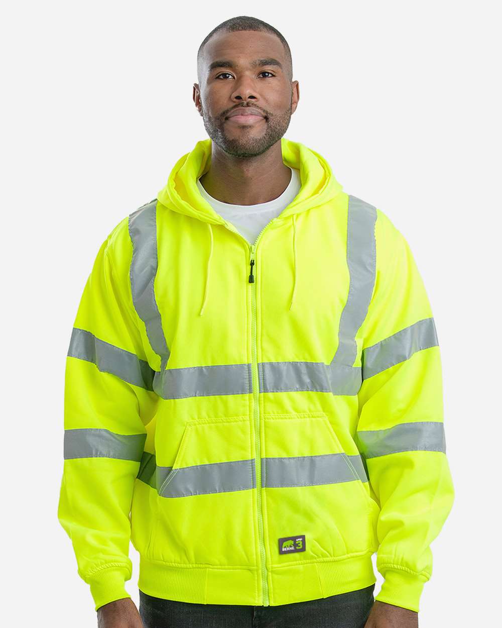 Berne Apparel Fleece - Premium - Hood M / Yellow Berne Apparel HVF021 Men's Berne Hi-Vis Class 3 Lined Hooded Sweatshirt