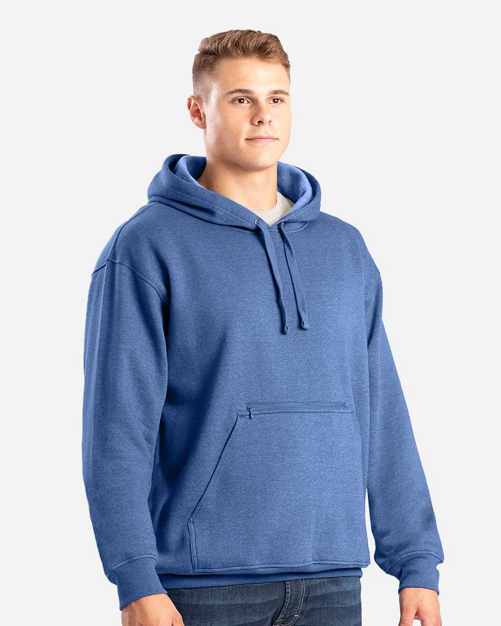 Berne Apparel Fleece - Premium - Hood S / Dusted Navy Berne Apparel SP418 Men's Heritage Zip Pocket Hooded Sweatshirt