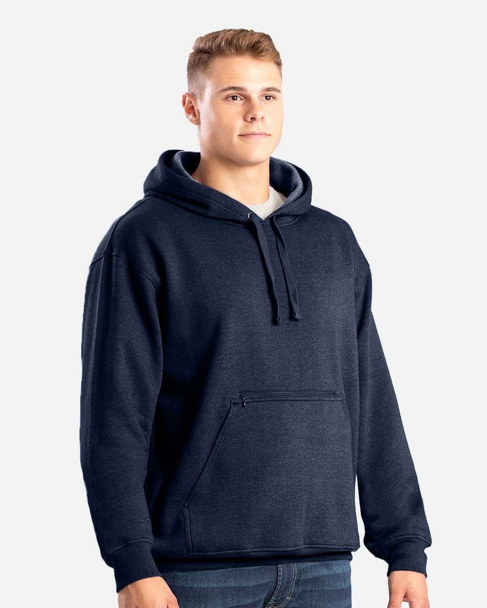Berne Apparel Fleece - Premium - Hood S / Navy Berne Apparel SP418 Men's Heritage Zip Pocket Hooded Sweatshirt